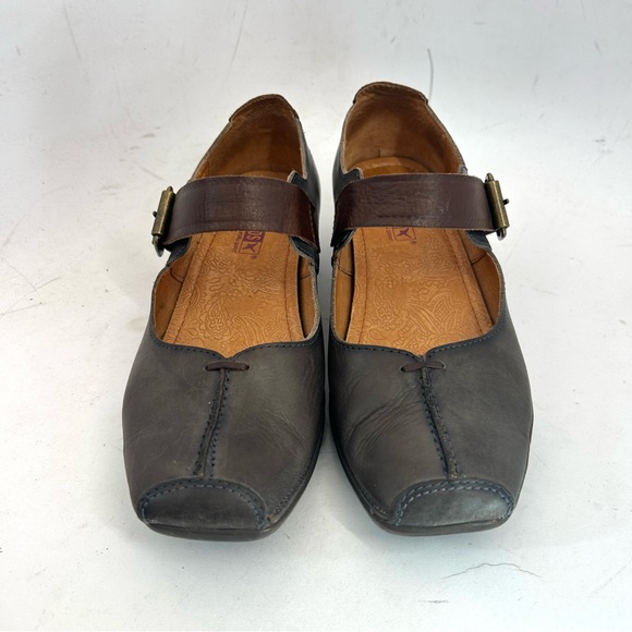 PIKOLINOS Gandia Two-Tone Leather Taupe Brown Mary Jane Strap Low Heel 38 7.5 - Picture 3 of 9